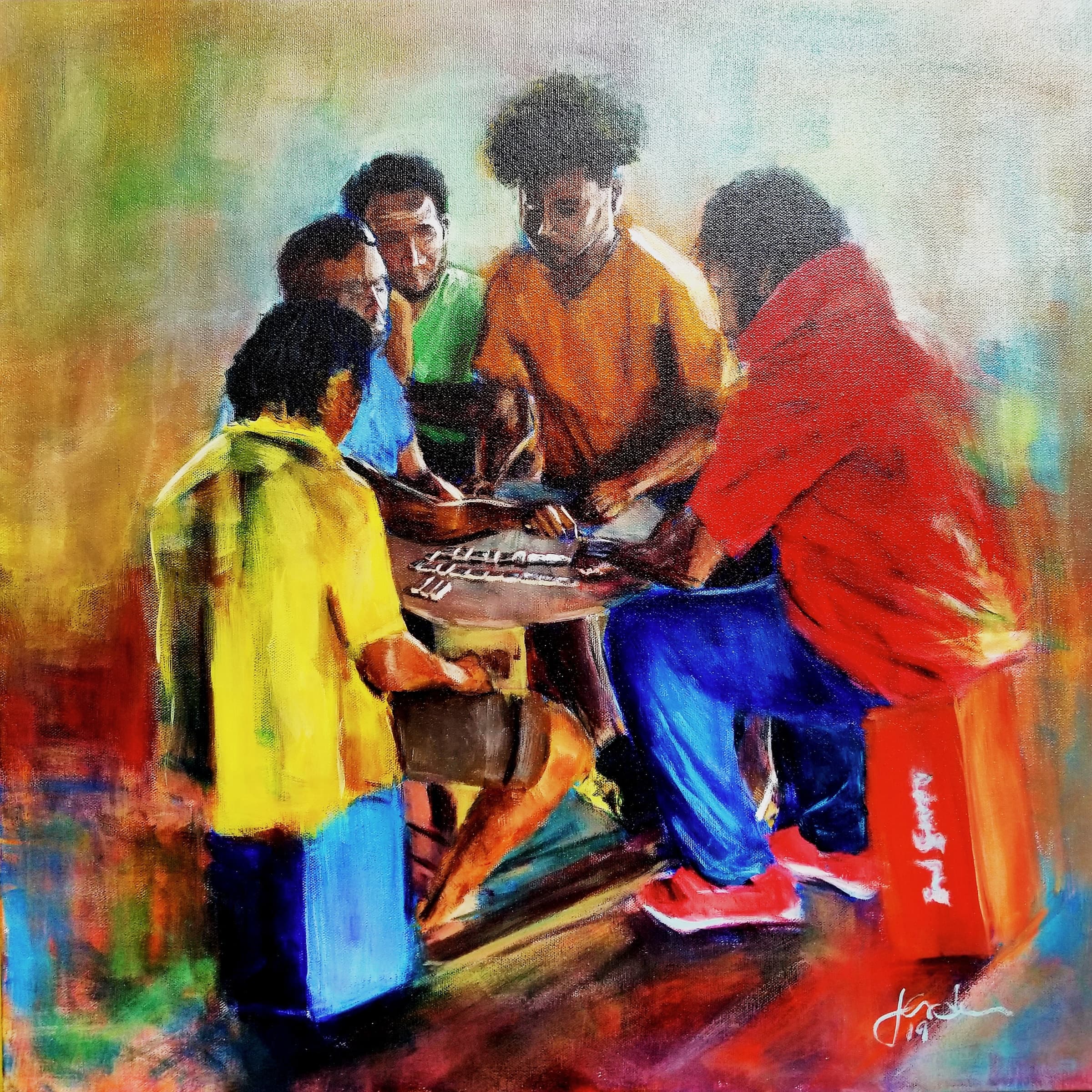 Double Six, Acrylic on Canvas by Gavin Jordan